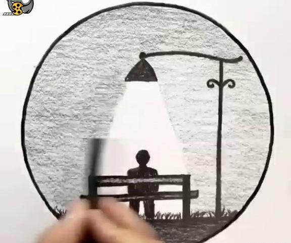 عکس نقاشی آدم نشسته