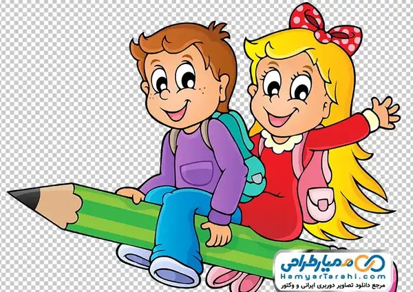عکس کارتونی پسر نشسته