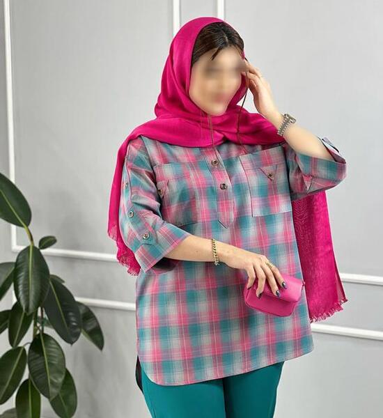 عکس مدل مانتو چهارخونه جلو بسته دخترانه