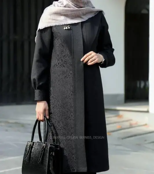 عکس مدل مانتو ژاکارد مشکی جدید
