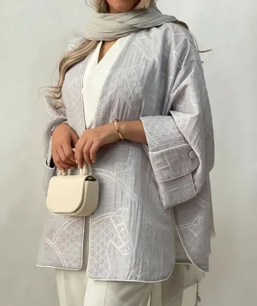 عکس مدل مانتو ژاکارد مجلسی سفید