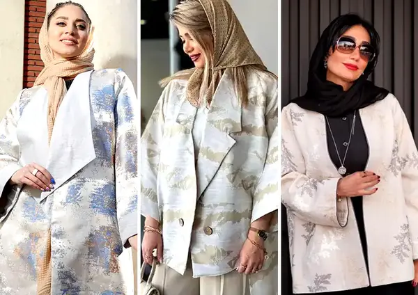 عکس مدل مانتو ژاکارد مجلسی سفید