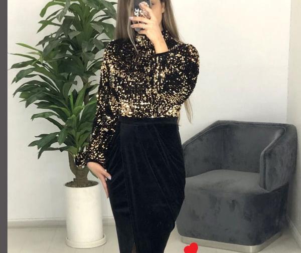 عکس لباس مجلسی پولکی مشکی