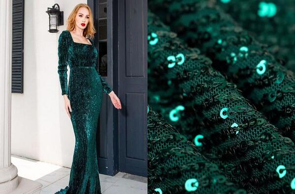 عکس لباس مجلسی دخترانه پولکی بلند