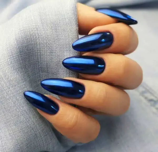 عکس ناخن آبی کروم