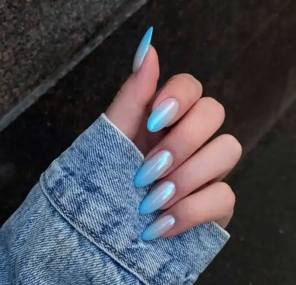 عکس ناخن آبی کروم