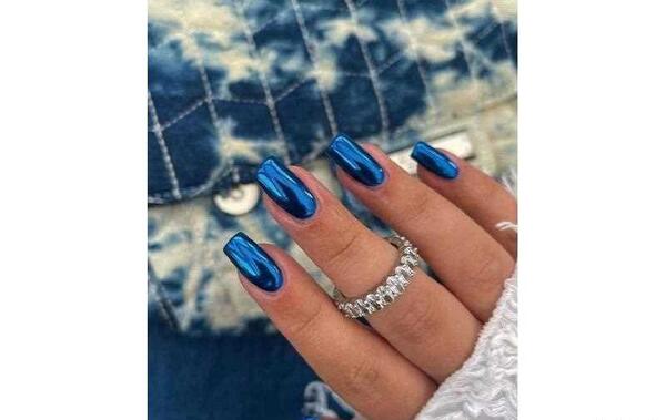 عکس ناخن آبی کروم