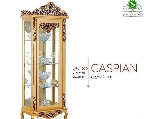 عکس بوفه چوبی سفید طلایی
