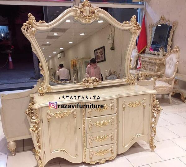 عکس اینه کنسول چوبی سفید