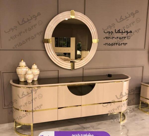 عکس اینه کنسول چوبی سفید