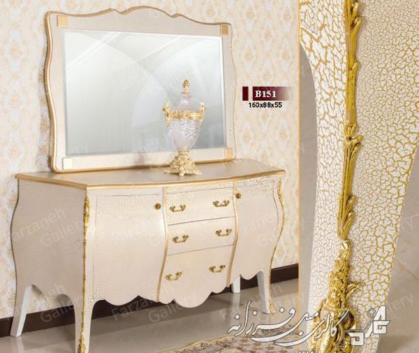 عکس اینه کنسول چوبی سفید