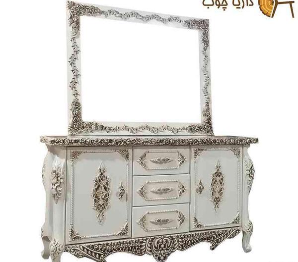 عکس اینه کنسول چوبی سفید