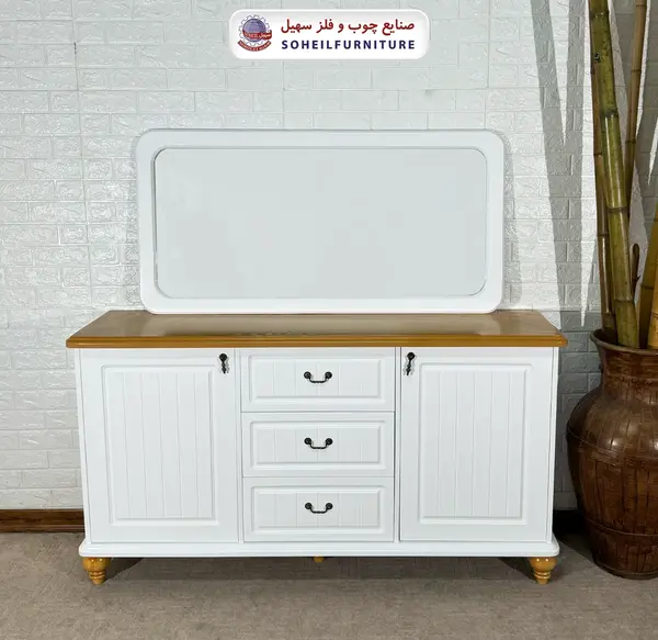 عکس اینه کنسول چوبی سفید