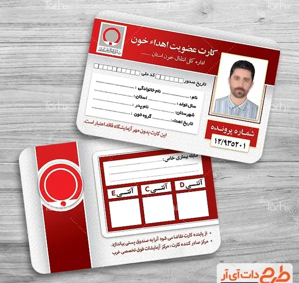 عکس کارت گروه خونی
