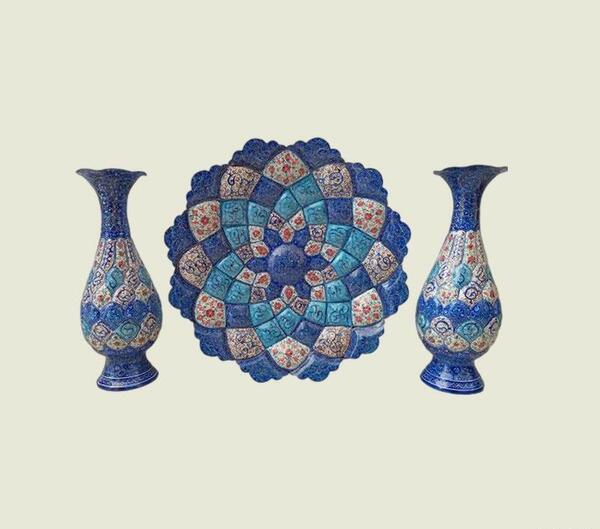 عکس بشقاب مینا کاری