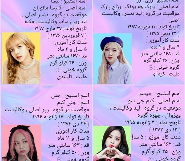 عکس اعضا بلک پینک با اسم