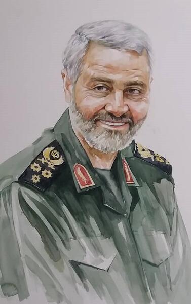 عکس سردار سلیمانی نقاشی کودکان