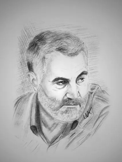 عکس سردار سلیمانی نقاشی بچه گانه