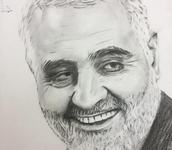 عکس سردار سلیمانی نقاشی آسان
