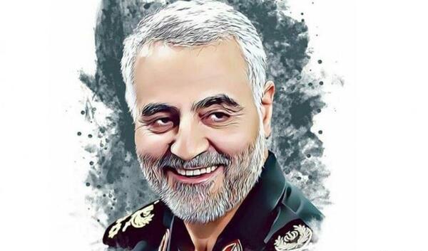 عکس نقاشی شده ی سردار سلیمانی