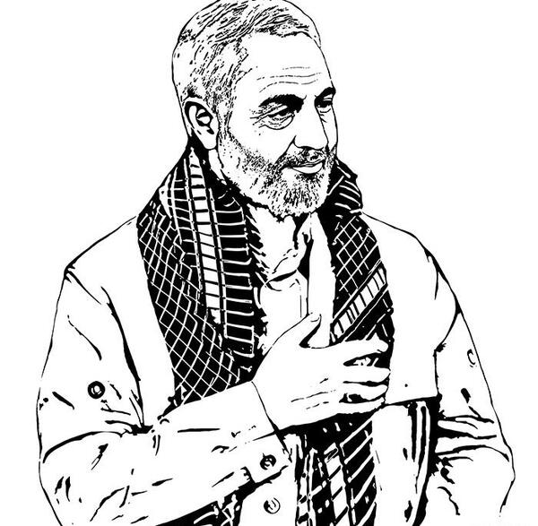 عکس نقاشی شده ی سردار سلیمانی