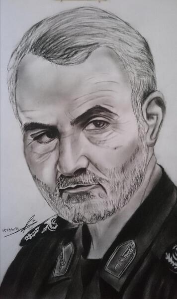 عکس سردار قاسم سلیمانی برای نقاشی