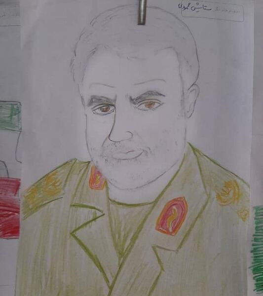 عکس نقاشی سردار سلیمانی بچه گانه