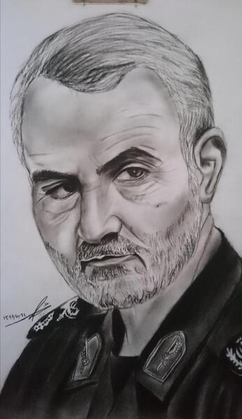 عکس طراحی چهره سردار سلیمانی