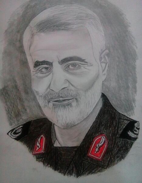 طراحی نقاشی عکس سردار سلیمانی