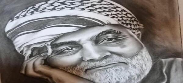 عکس سردار سلیمانی برای سیاه قلم