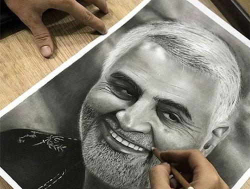 عکس سردار سلیمانی برای سیاه قلم