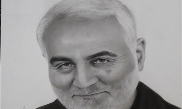 عکس سردار سلیمانی برای سیاه قلم