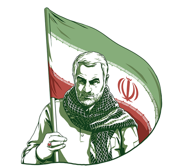 عکس حاج قاسم سلیمانی با پرچم ایران