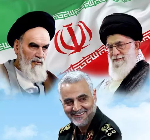 عکس حاج قاسم سلیمانی با پرچم ایران