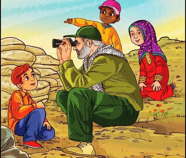 عکس حاج قاسم سلیمانی نقاشی کودکانه
