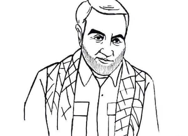 عکس حاج قاسم سلیمانی برای نقاشی کودکان