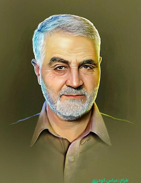 عکس حاج قاسم سلیمانی برای کشیدن نقاشی