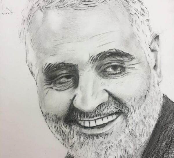 عکس حاج قاسم سلیمانی نقاشی آسان