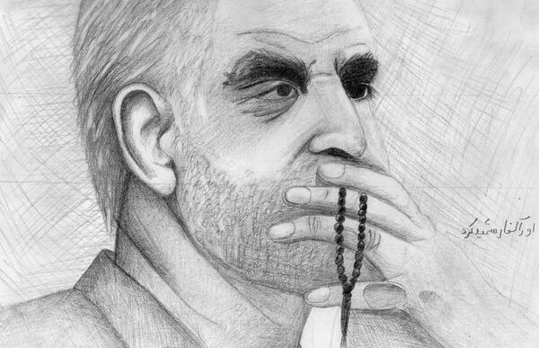 عکس حاج قاسم سلیمانی نقاشی آسان