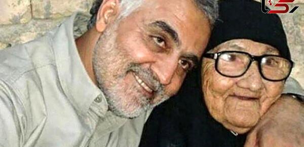 عکس حاج قاسم سلیمانی با مادرش