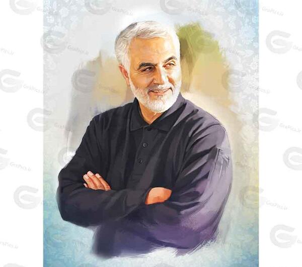 عکس سردار حاج قاسم سلیمانی نقاشی
