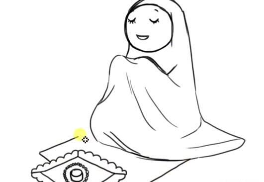 عکس نقاشی نماز خواندن یک دختر