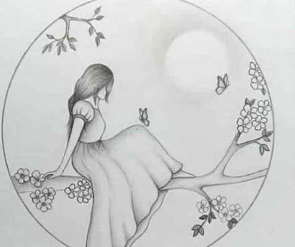 عکس نقاشی دختر طراحی آسان