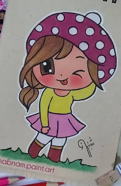 عکس دختر نقاشی شده ساده