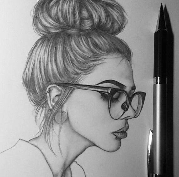 عکس نقاشی دخترانه با سیاه قلم