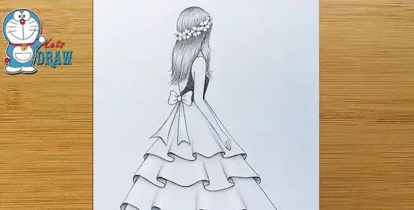 عکس نقاشی دختر با مداد رنگی