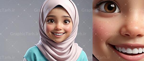 عکس نقاشی دختر بچه با حجاب