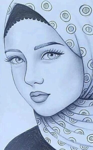 عکس نقاشی دختر بچه با حجاب