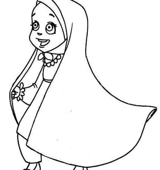 عکس نقاشی دختر بچه با حجاب