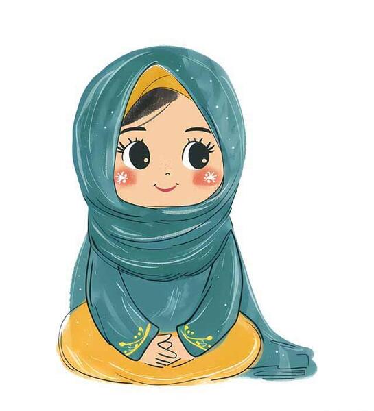 عکس نقاشی دختر بچه با حجاب